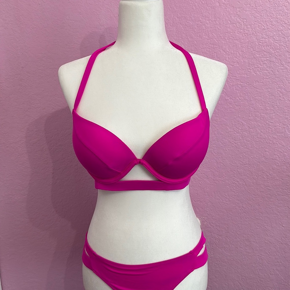 Pink Victoria Secret push up bra bikini set